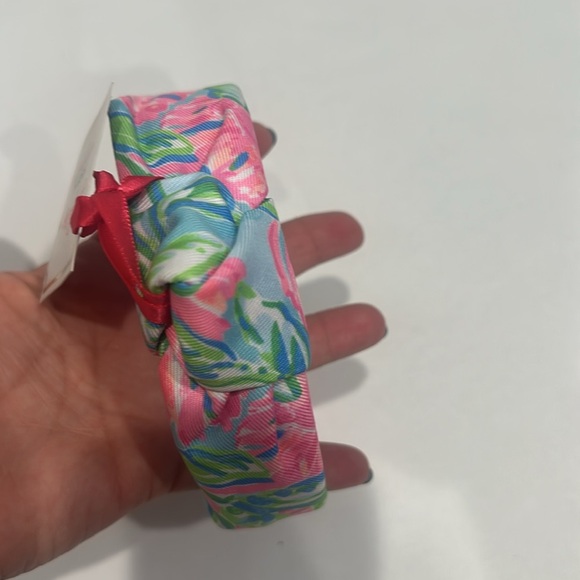 Lilly Pulitzer Floral Pink and Blue top knit poly twill Headband 1” wide new - Picture 3 of 5